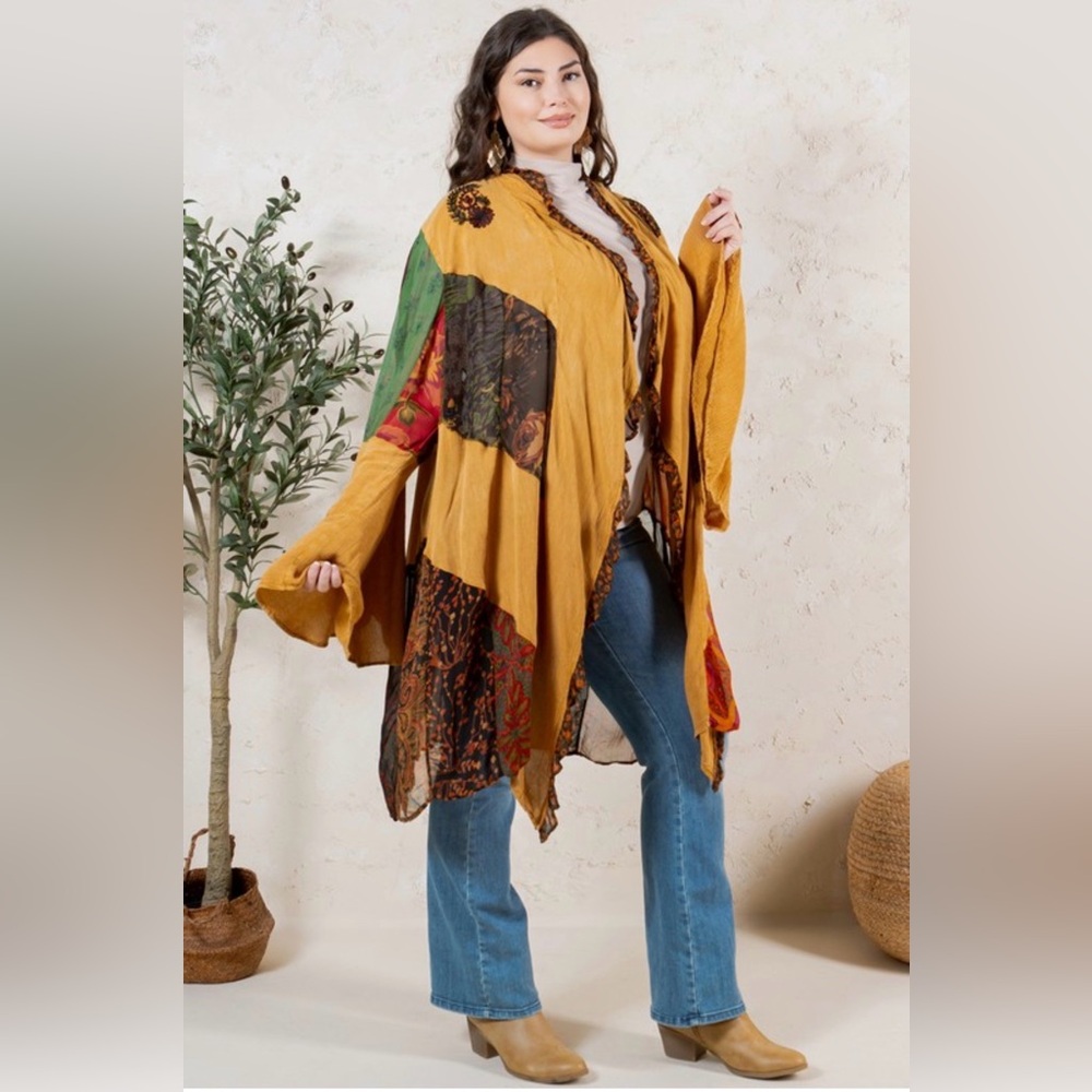 Young Threads Rustic Bohemian Patchwork Shrug Kim… - image 2
